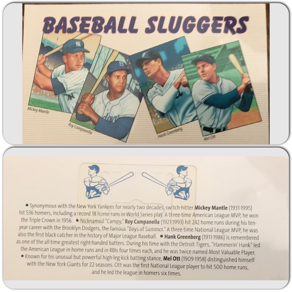 2006 BASEBALL SLUGGERS 20 USPS Stamped Postcards Mantle Campanella Greenberg Ott
